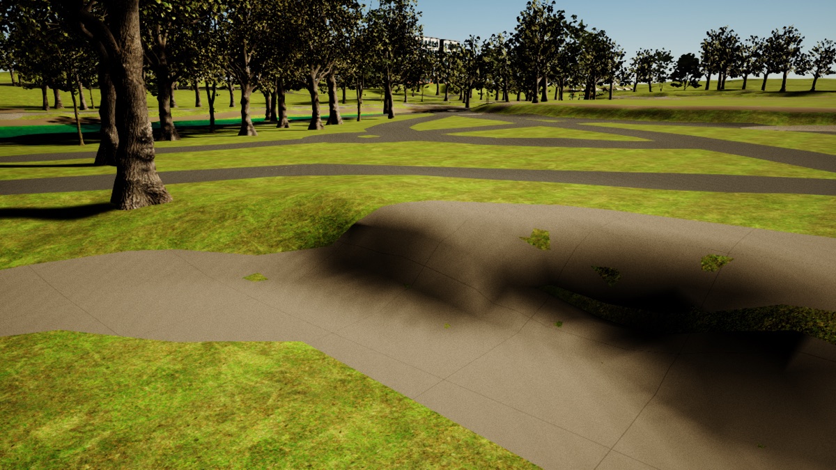 Unreal Engine terrain pass before a path grading correction