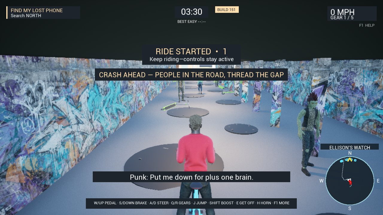 Inside Krog Street Tunnel with columns, lighting, and rideable hazards in The Battle of ATL