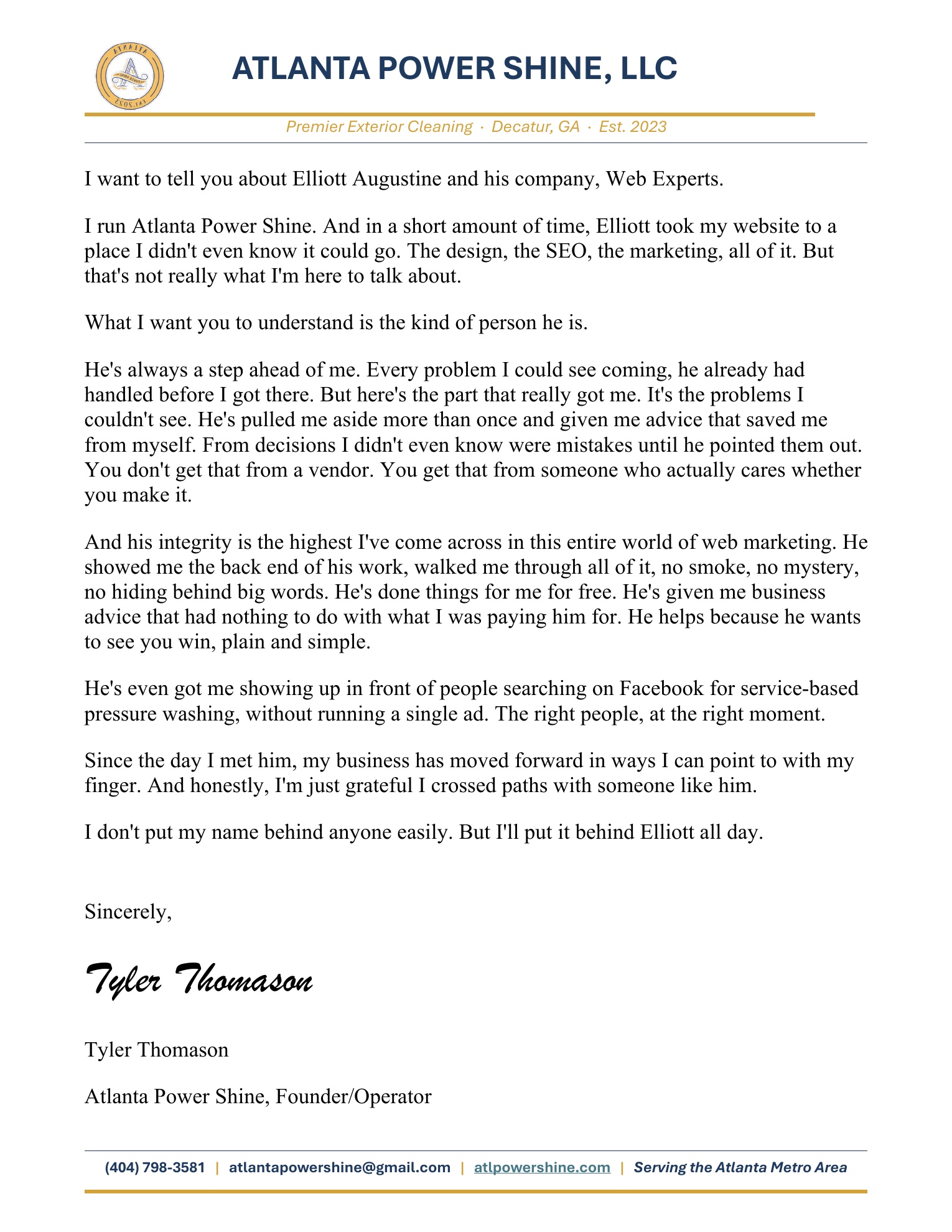 ATL Power Shine client letter scan