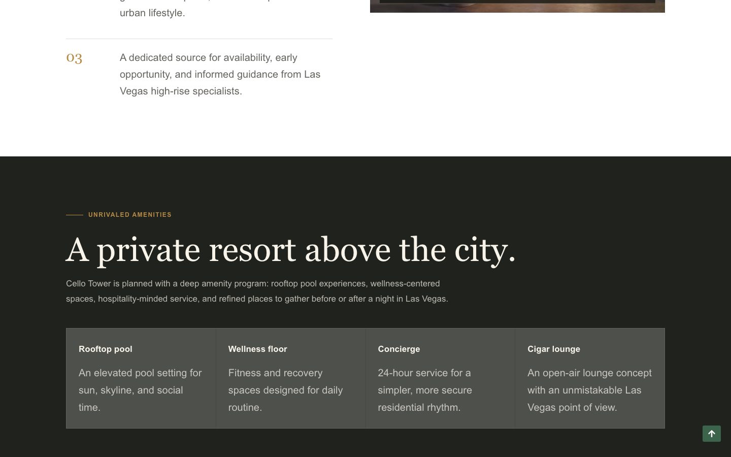 Cello Tower residences section on the redesigned site
