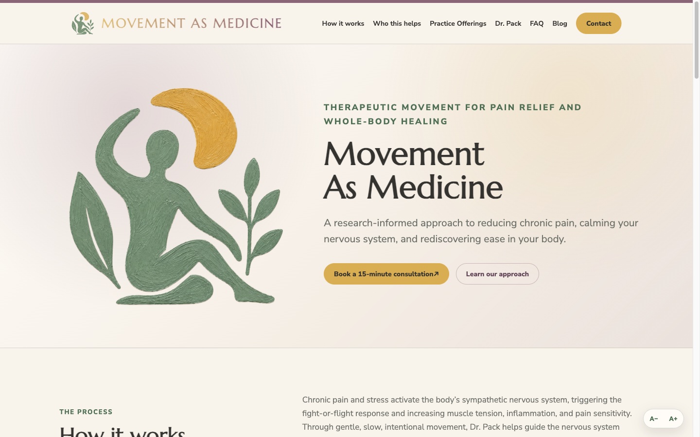 Movement As Medicine homepage designed and built by Web Experts